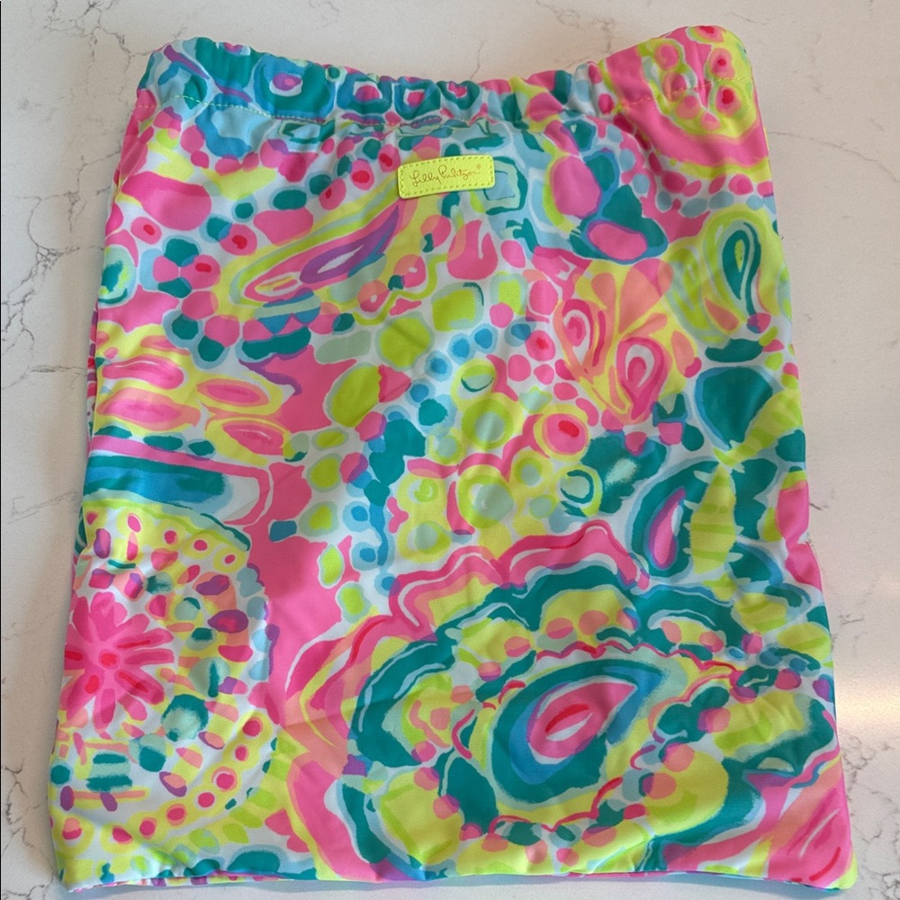Lilly Pulitzer Vibrant Pink and Blue Draw String Backpak